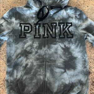 PINK Victoria's Secret Kids Tie-Dye Zip Hoodie - Black & Gray